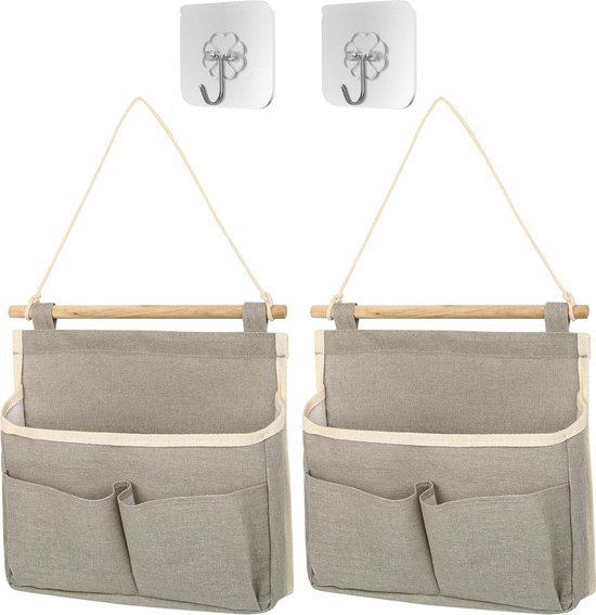 Funmo 2 hangende organizers, badkamerorganizer, camper-organizer, hangende zak met 3 haken, waterdichte hangende opslag voor thuis, kantoor, camper (grijs