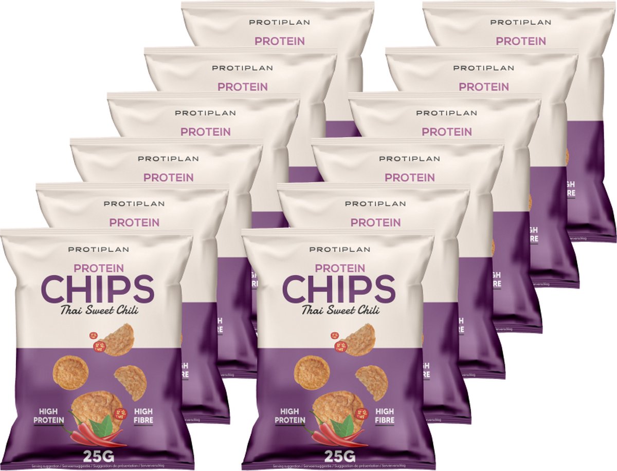 Goedkoopste Protiplan | Chips Sweet Chili | 12 stuks | 12 x 30 gram | Low carb snack | Snel afvallen zonder hongergevoel!