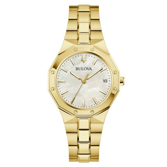 Vintage dames goud vergulde Bulova horloge, gemaakt in Japan, Quartz MJO84509, Bulova Watch Co P4, Vintage decoratieve dameshorloge - België
