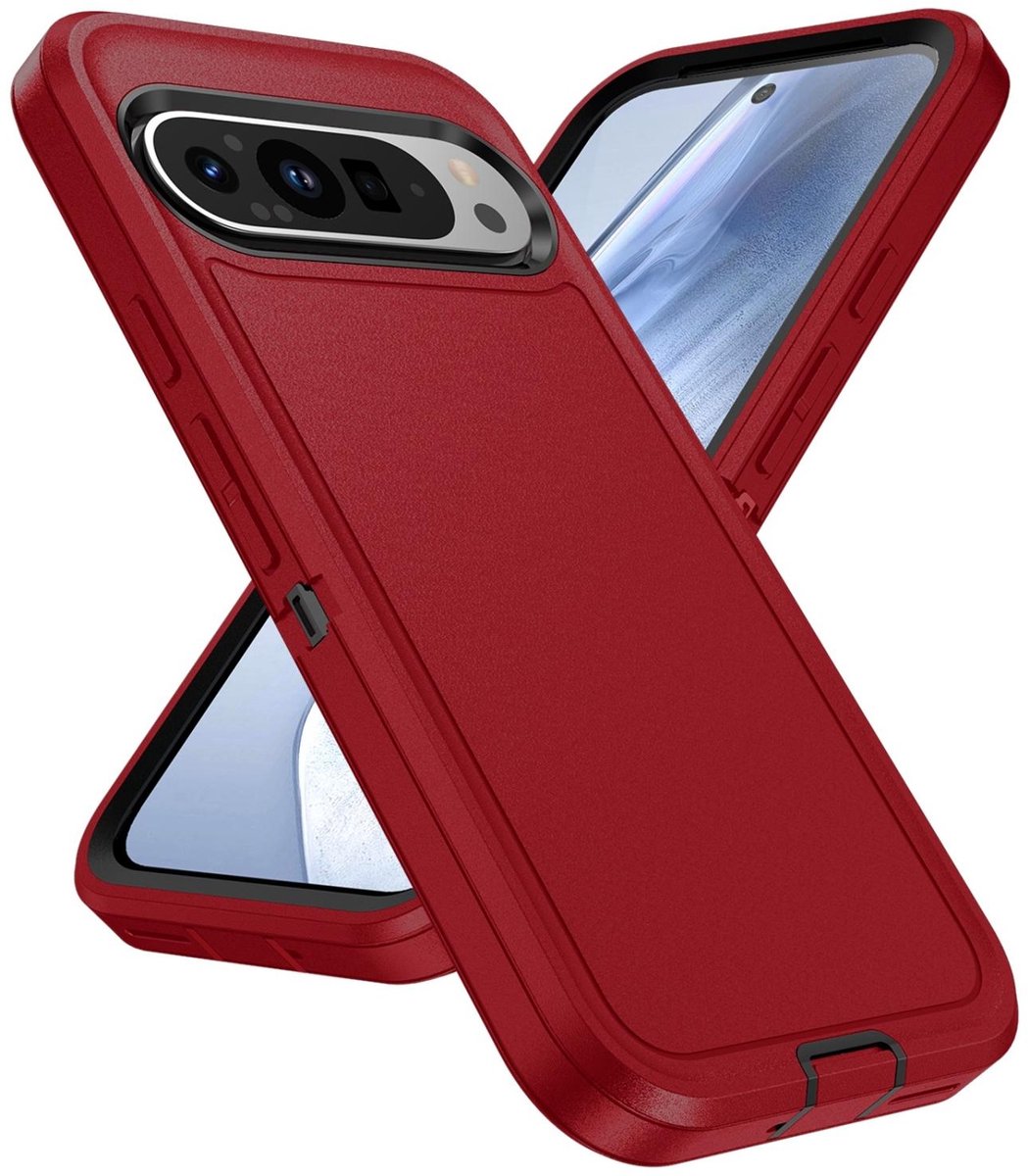 Mobigear Hoesje geschikt voor Google Pixel 9 Pro Telefoonhoesje Hardcase | Mobigear Rugged Backcover Shockproof | Schokbestendig Pixel 9 Pro Telefoonhoesje | Anti Shock Proof - Rood