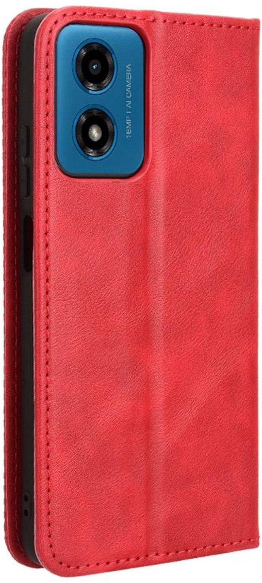 Mobigear Telefoonhoesje geschikt voor Motorola Moto E14 Hoesje | Mobigear Sensation Bookcase Portemonnee | Pasjeshouder voor 3 Pasjes | Telefoonhoesje voor Pinpas / OV Kaart / Rijbewijs - Rood
