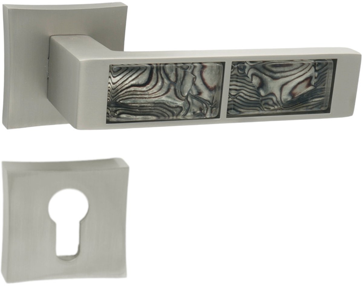 Domino® Deurkrukgarnituur TIGER QR M91 BLACK - Nikkel/Zwart - PZ-Profielcilinderset met Vierkant Rozette - Deurbeslag van aluminium - Deurklink voor kamerdeur, kantoordeur, kelderdeur en binnendeur