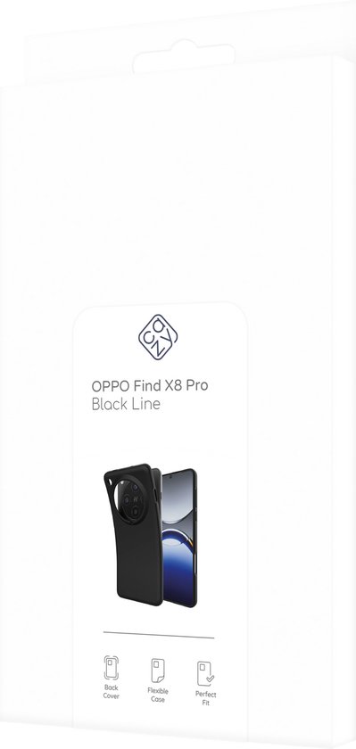Verpakking voor Cazy Hoesje voor Oppo Find X8 Pro Zwart. Iconen voor slank, flexibel en perfecte pasvorm.