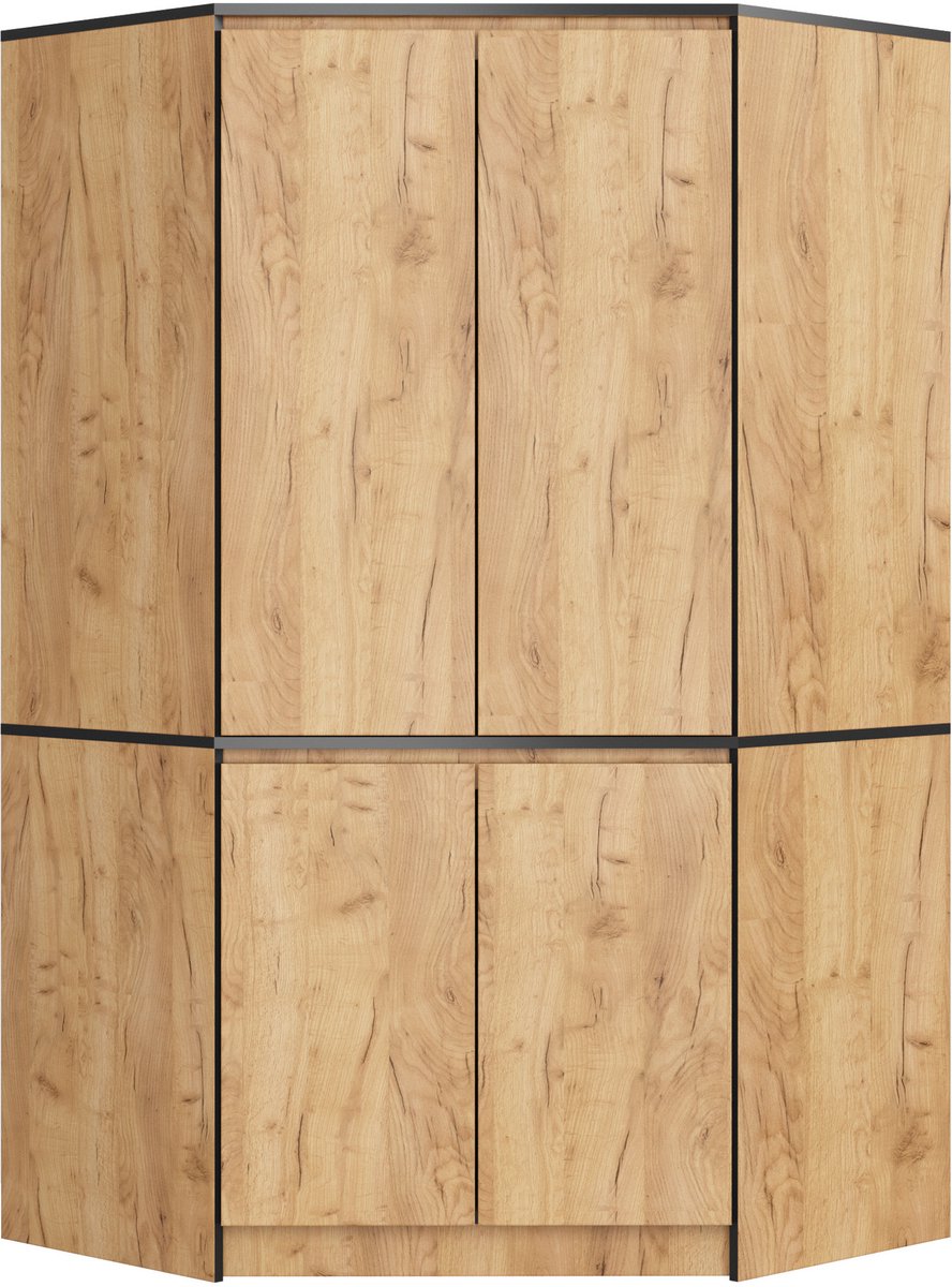 Hoekkast S100 / Kleidingkast met 4 Deuren / AKORD Furniture Factory / Craft Eik / 100 x 180 x 50 cm