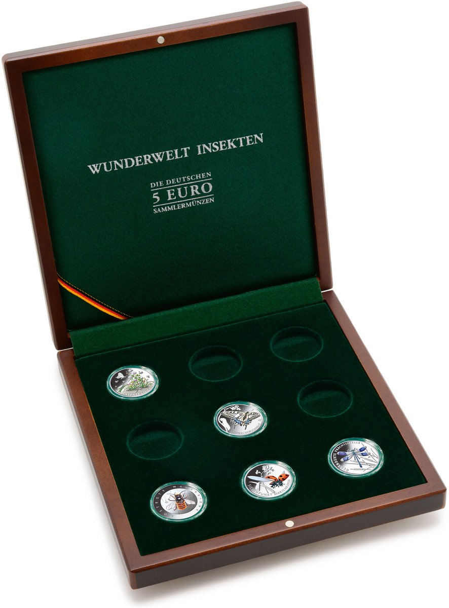 Presentatie cassette, Volterra Uno - voor Munten - Wunderwelt Insekten, 5 Euromunten in capsules (9 st.)