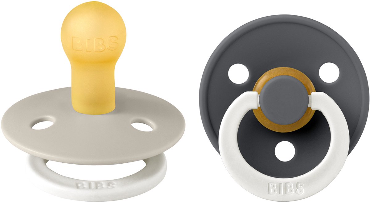 Goedkoopste BiBs Glow In The Dark Fopspeen - Rond - 2 Stuks - 6-18 Mnd - Sand/Iron