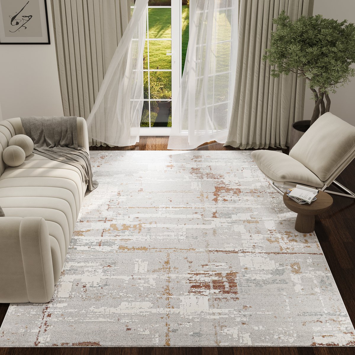 TAPISO Trend Tapijt Laagpolig - Modern Tapijt Hoge Kwaliteit - Elegant Woonkamer Tapijt in