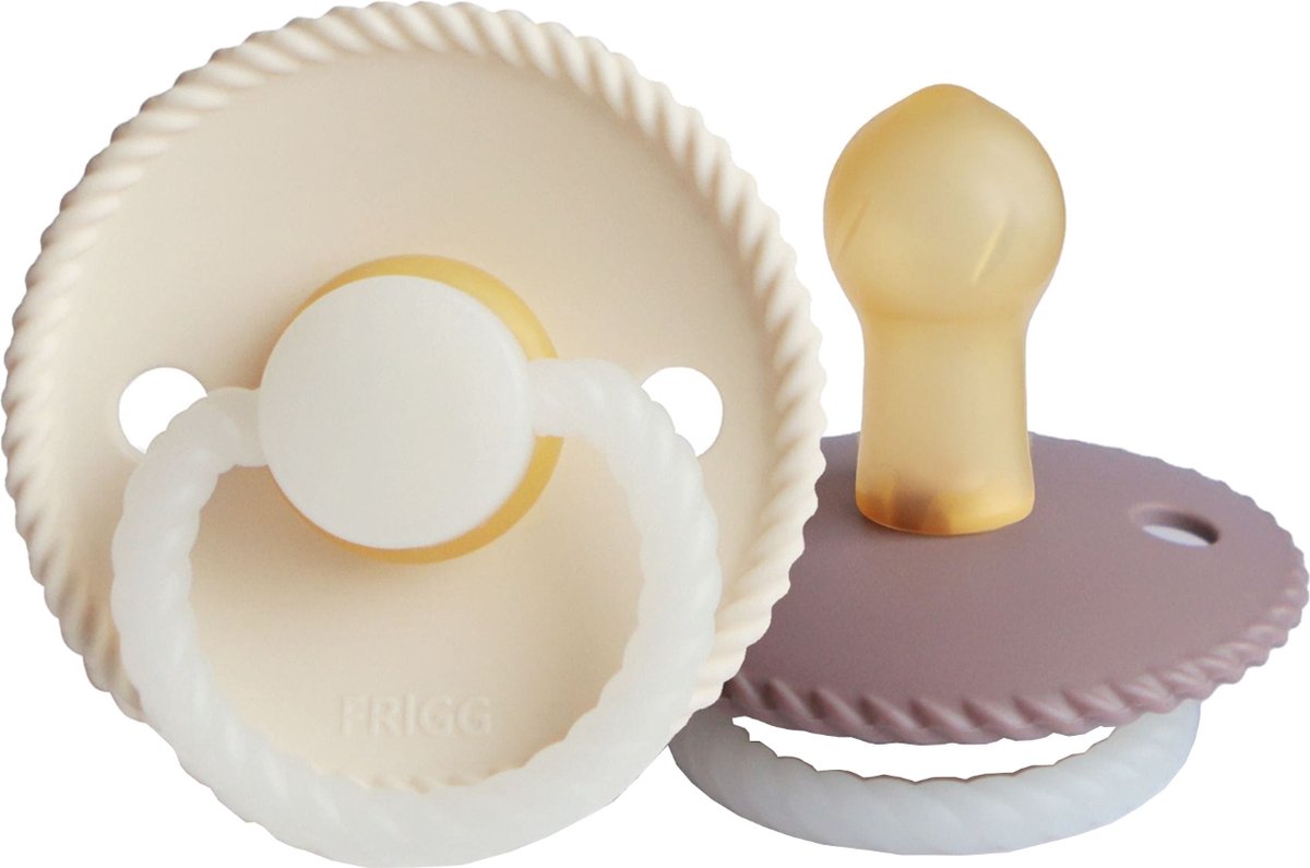 Goedkoopste FRIGG Rope Glow Fopspeen Cream / Twilight 0-6 Mnd 2 Stuks
