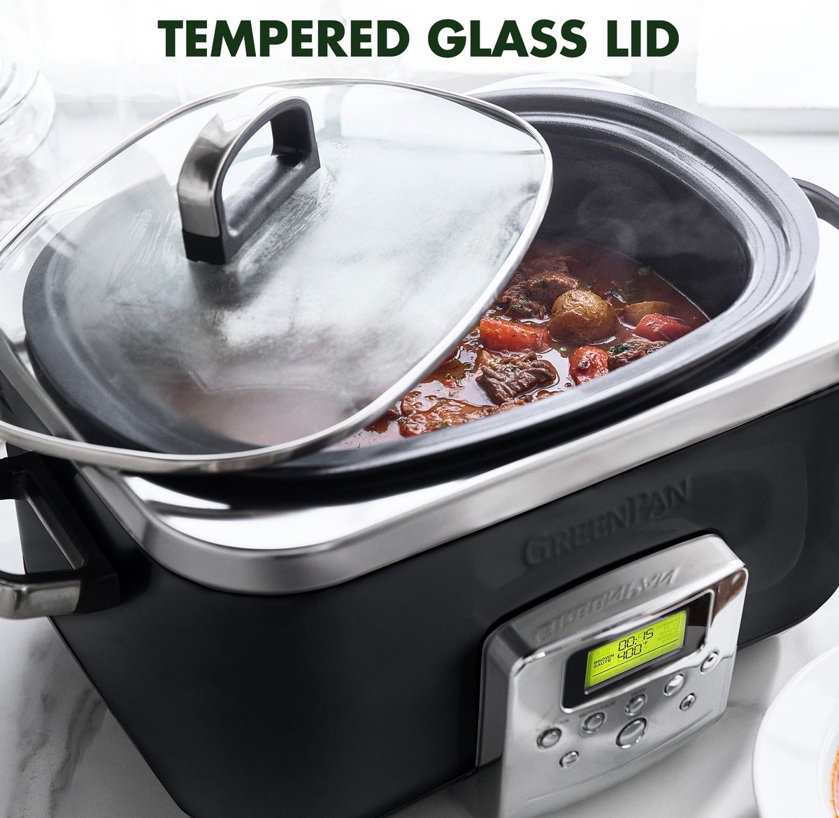 Afbeelding 3 van GreenPan Elite Slowcooker Black 6L - PFAS-vrij