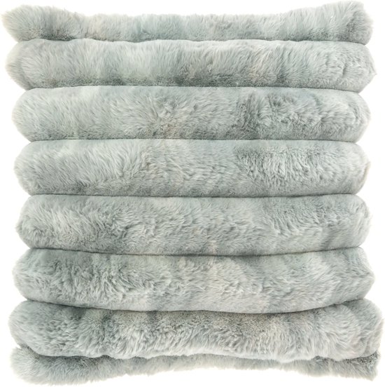 KYLIAN - Coussin - 45x45 cm - Côtes épaisses - Fausse fourrure - Super doux