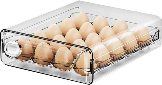 Transparante Eierdoos Met Lade - Dubbellaags Kunststof Eierrek Voor Koelkast Tot 40 Eieren