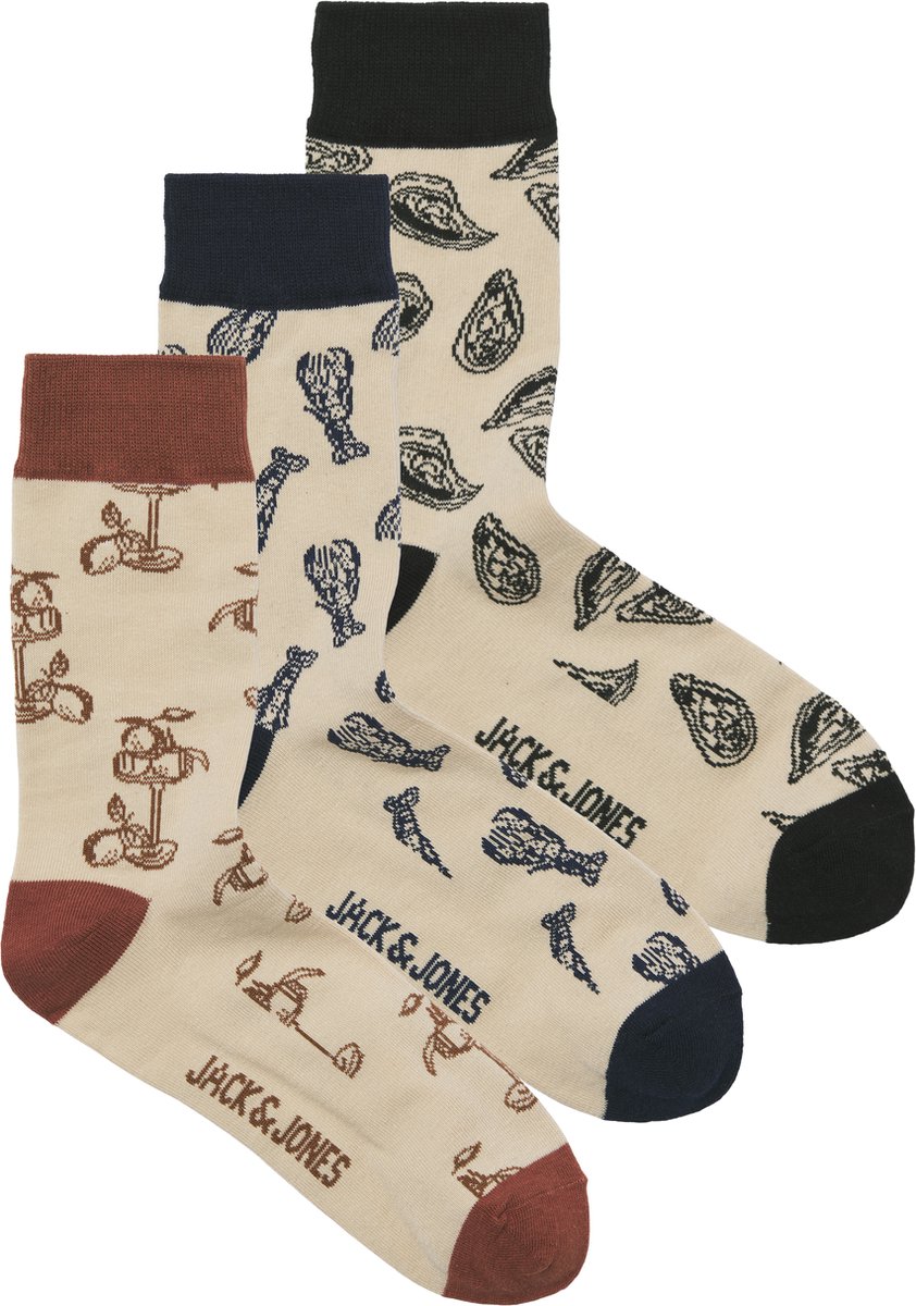 Merkloze Sokken 3-Pack met Abstract Voedselpatroon - Comfortabel & Stijlvol