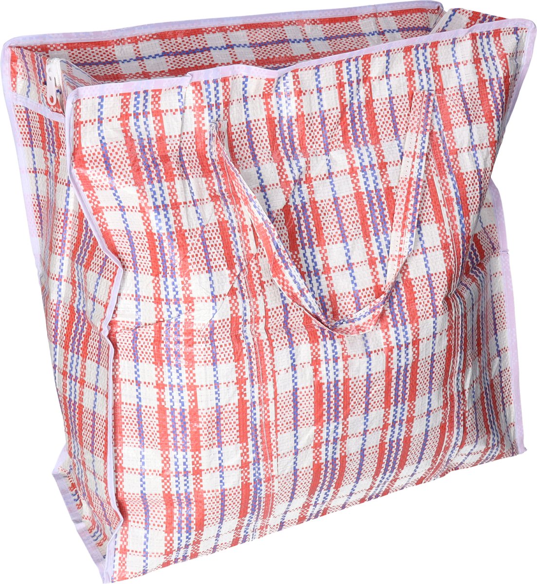 CM Grote opberg tas voor dekens/kussens/speelgoed - met rits - gestreept rood - 60 x 60 x 18 cm - met hengsels - 110 liter