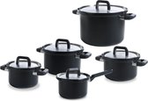 BK Flow Cool Black Kookpannenset- 5 delig - RVS - Veilig afgietsysteem