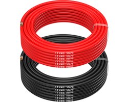 MMOBIEL 12 AWG Siliconen Elektrische Draad - 12 Gauge (3,31mm²) Vertinde Koperkabel - 2 Aparte Draden Rood & Zwart Elk 10 m voor RC, Drones, 3D Printers, Batterijen, Luidsprekerdraden, Led Strips