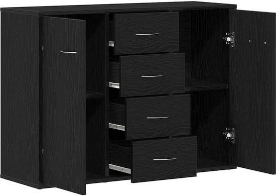 vidaXL - Buffet - 88x30x64 - cm - traité - bois - noir - couleur chêne