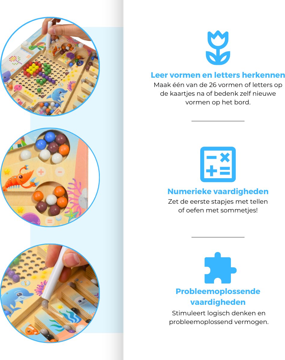 Mauzek® Magnetisch Doolhof Zee – Montessori speelgoed – Houten speelgoed – Magneetspel – Sensorisch – Reisspeelgoed – Magnetisch – Peuter speelgoed – Voor in de auto – Speelgoed voor onderweg – Jongens – Meisjes – 3 jaar – 4 jaar – 5 jaar – 6 jaar — afbeelding 6