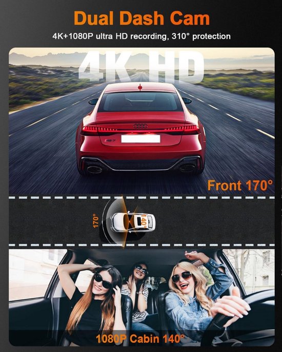 Dashcam - Daschcams - Voiture - Caméra - Avant - Arrière - Vidéo - Sécurité automobile - Sécurité de stationnement - Enregistrement - Jour et nuit - Prévention des dommages