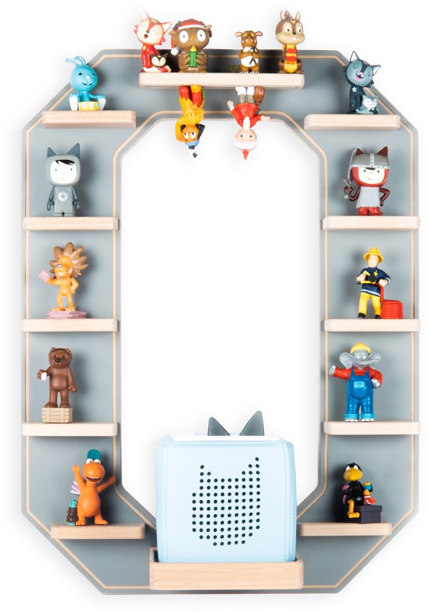 BOARTI Kinderregal Buchstabe O | hängend für Toniebox und Tonie Figuren | platzsparendes Regal | H. 54 x B. 40 x T. 19 | Wandregal Musikbox und Figuren Aufbewahrung Magneteinsätzen | Aufbewahrungsregal Holz