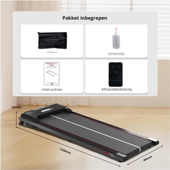 BIGZZIA Loopband Inklapbaar Elektrisch - Met 7% helling - 1-8 km/u - Met armleuningen