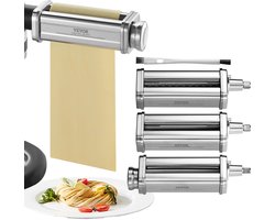 VEVOR 3-Delige Handmatige Pastamachine Roestvrij Staal, Roestvrijstalen Verse Handmatige Pastarollermachine Italiaanse Platte Deegmachine Pastamachine Inclusief Reinigingsborstel voor Spaghetti, Lasagne Etc.