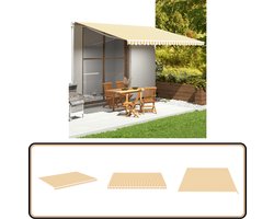 vidaXL Luifel Doek 5x3,5m Geel Wit Waterafstotend Luifeldoek - Zonnescherm - Buitendecoratie - Tuindeco - Veranda