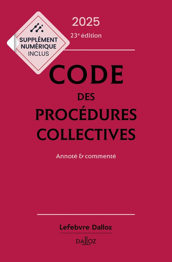 Codes Dalloz Professionnels - Code des procédures collectiv ... - cover