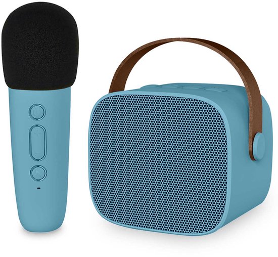 imoshion Karaoke Set voor Kinderen en Volwassenen - Bluetooth Speaker met Draadloze Microfoon - Soft Blue