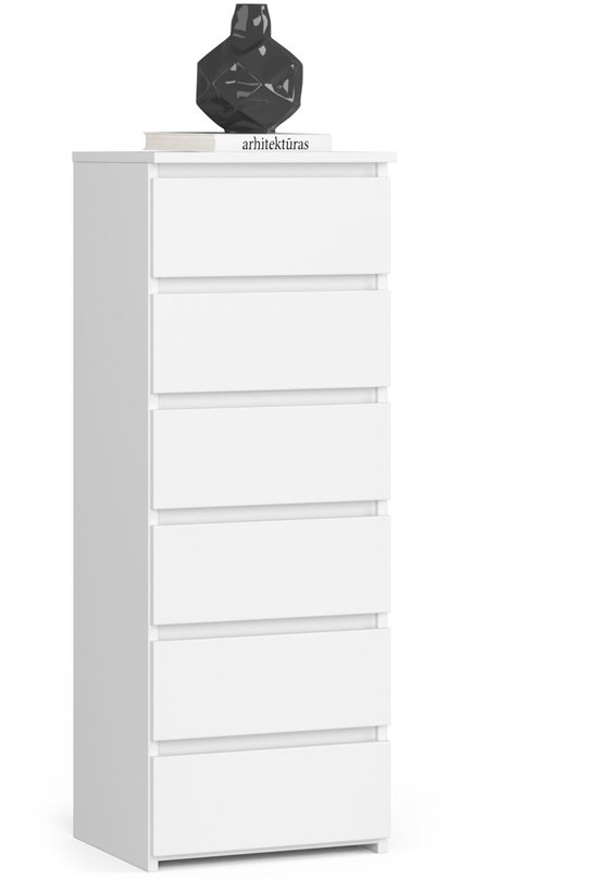 Foto: Ladekast cl6 met 6 lades akord furniture factory wit 40x109x35 cm