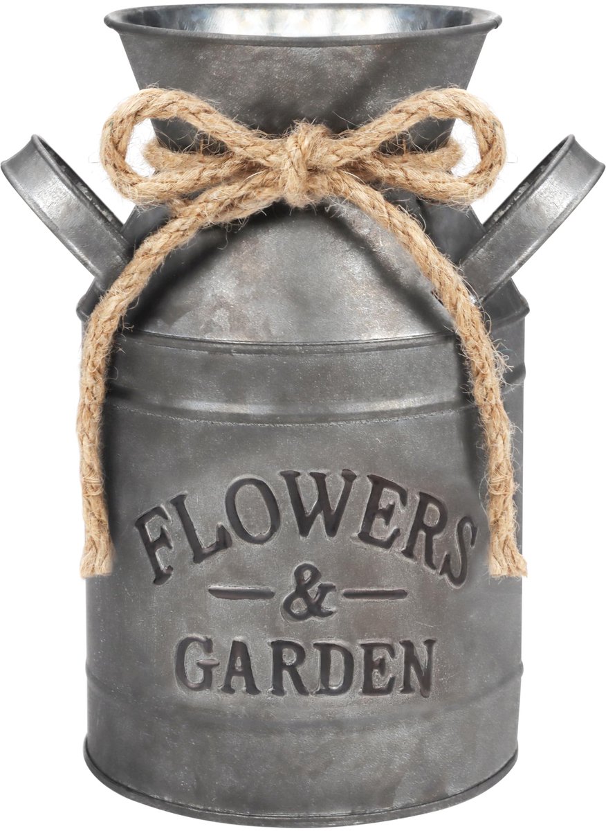 Unyqoos ® Charmante Vintage Metalen Bloemenvaas voor Stijlvolle Huis- en Tuindecoratie zilver