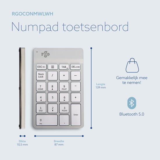 Numeric R 71280 R-Go Numpad Break, numeric keyboard with pause software, Bluetooth ...