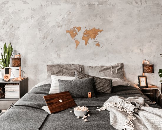 MiMi Innovations Carte du Wereldkaart en Bois de Luxe - Décoration Décoration murale - Véritable Puzzle avec Noms de Pays - 150x90 cm/59.1x35.4 pouces - Marron