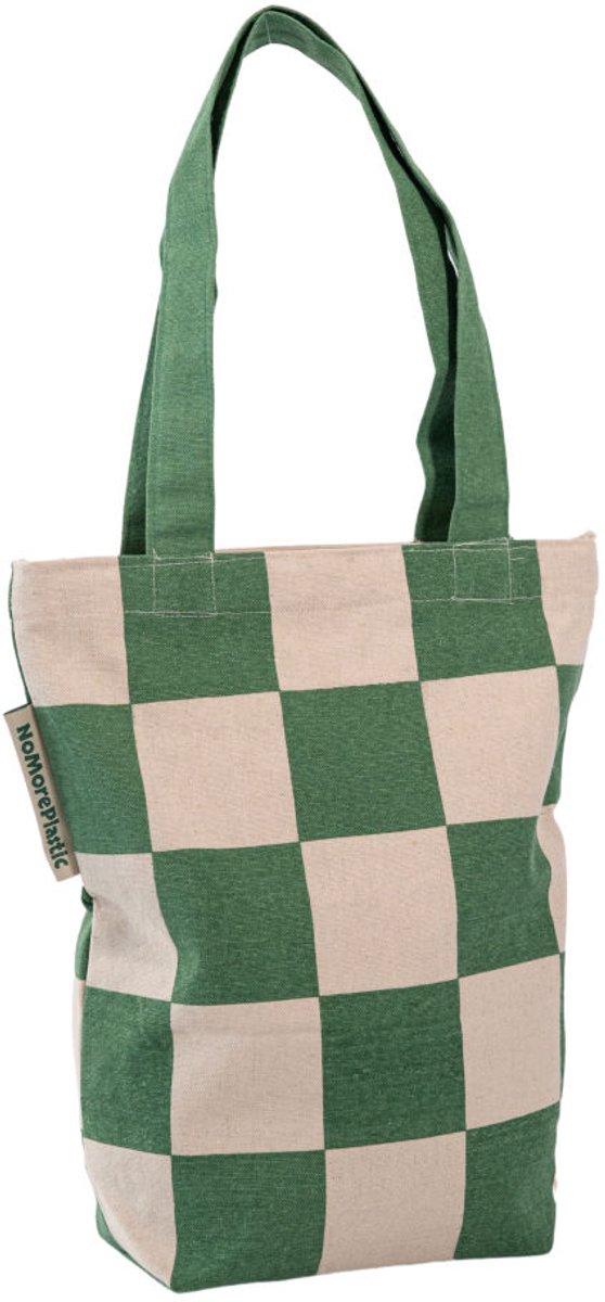 Tote Bag met ritssluiting - Simple Squares - Duurzaam - Gemaakt van gerecycled bedlinnen - Cadeau voor vrouw