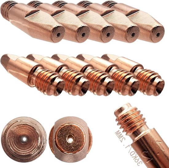 Gas Welding Nozzles, Dujelixa 10Pcs Welding Nozzles Tips, 36KD Welding Contact Tip, M8 Handheld Welding Tip for 36KD MIG/MAG Welding Torch Accessories Wear Parts, 1.2mm Power Nozzles
