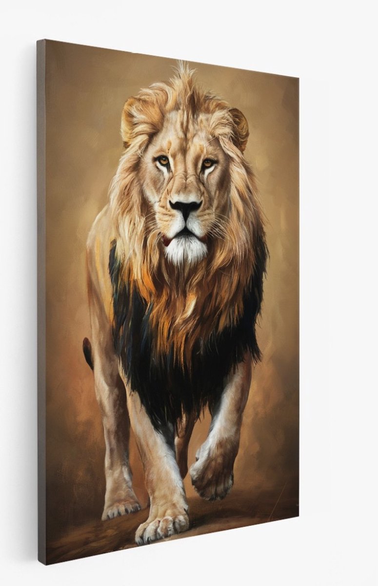 Saammp Canvas Schilderij - Leeuw met lange manen - Abstract - Natuur - Dieren - 30x40 - Foto op canvas - Wanddecoratie - Muurdecoratie Woonkamer - Slaapkamer decoratie - Canvas Print Multicolor