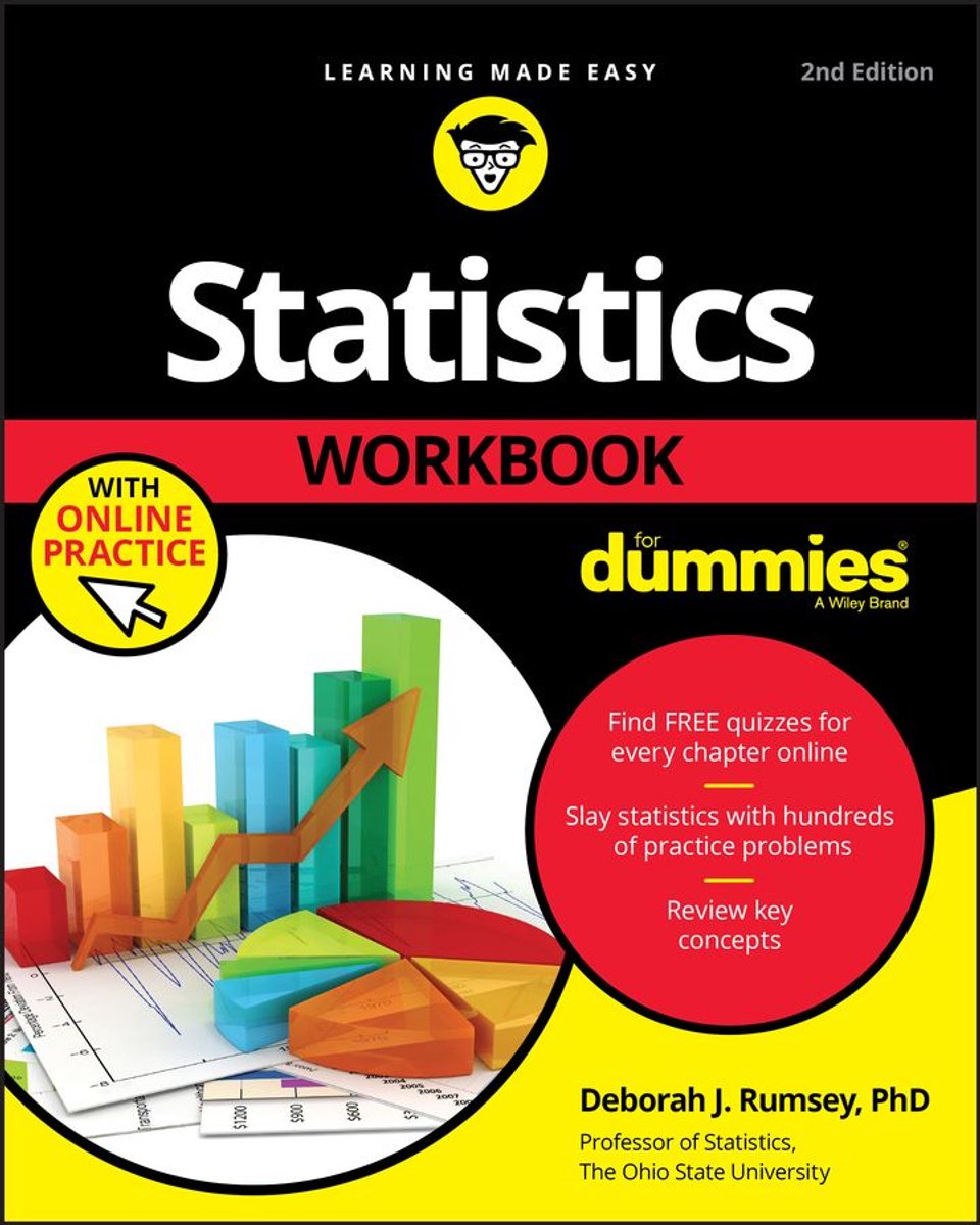 Omslag van Statistics Workbook For Dummies with Online Practice