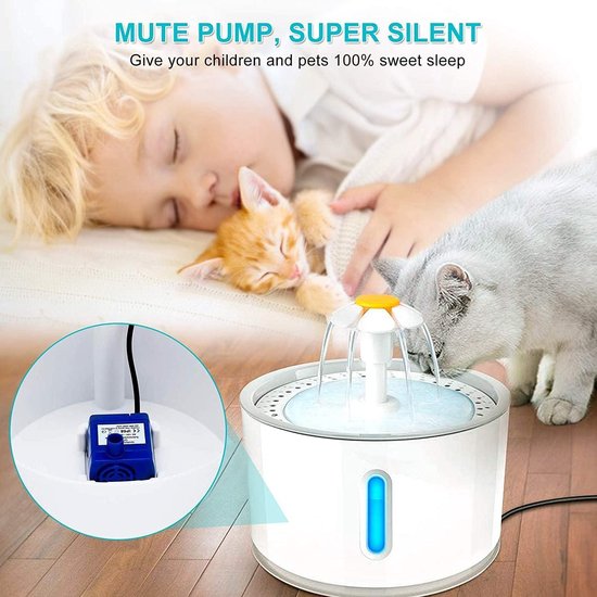 Kattenwaterfontein: roestvrijstalen drinkfontein voor huisdieren voor katten en honden, automatische drinkdispenser met LED-indicator