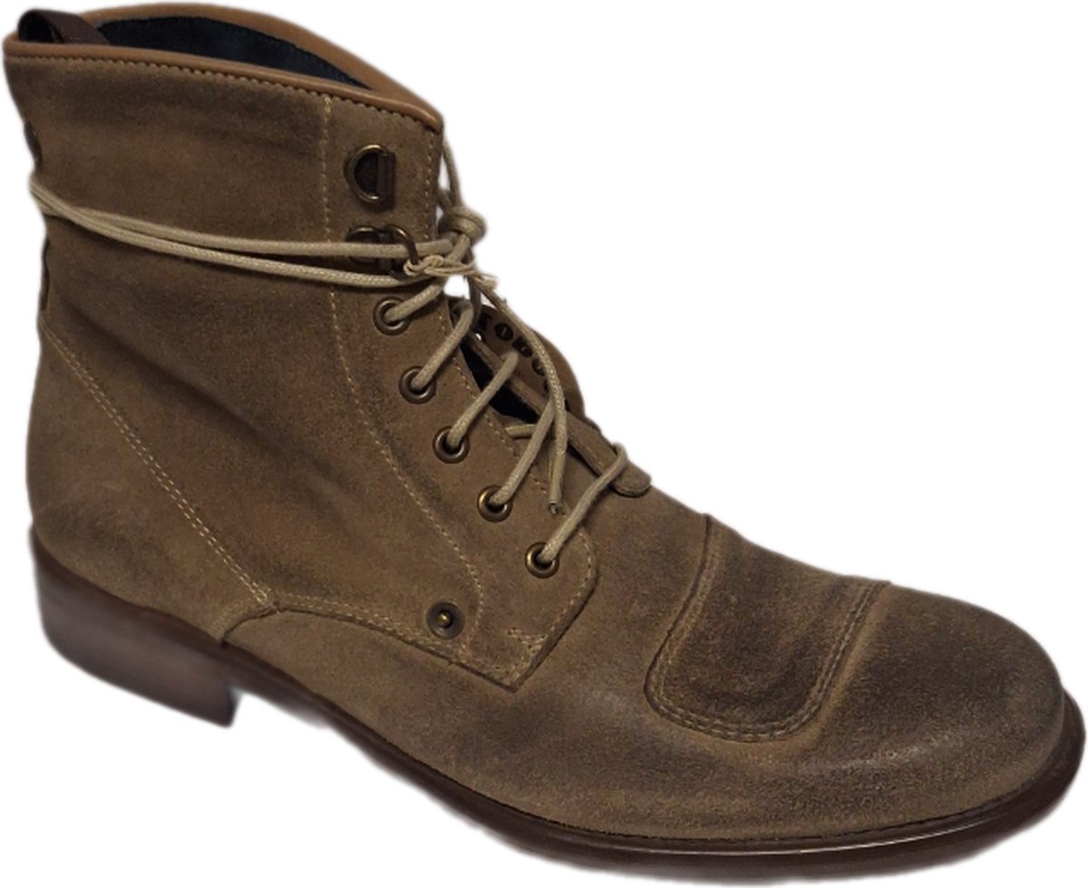 Base London -MEN BOOTS-GREASY SUEDE-TAUPE- LEDER-VETERS