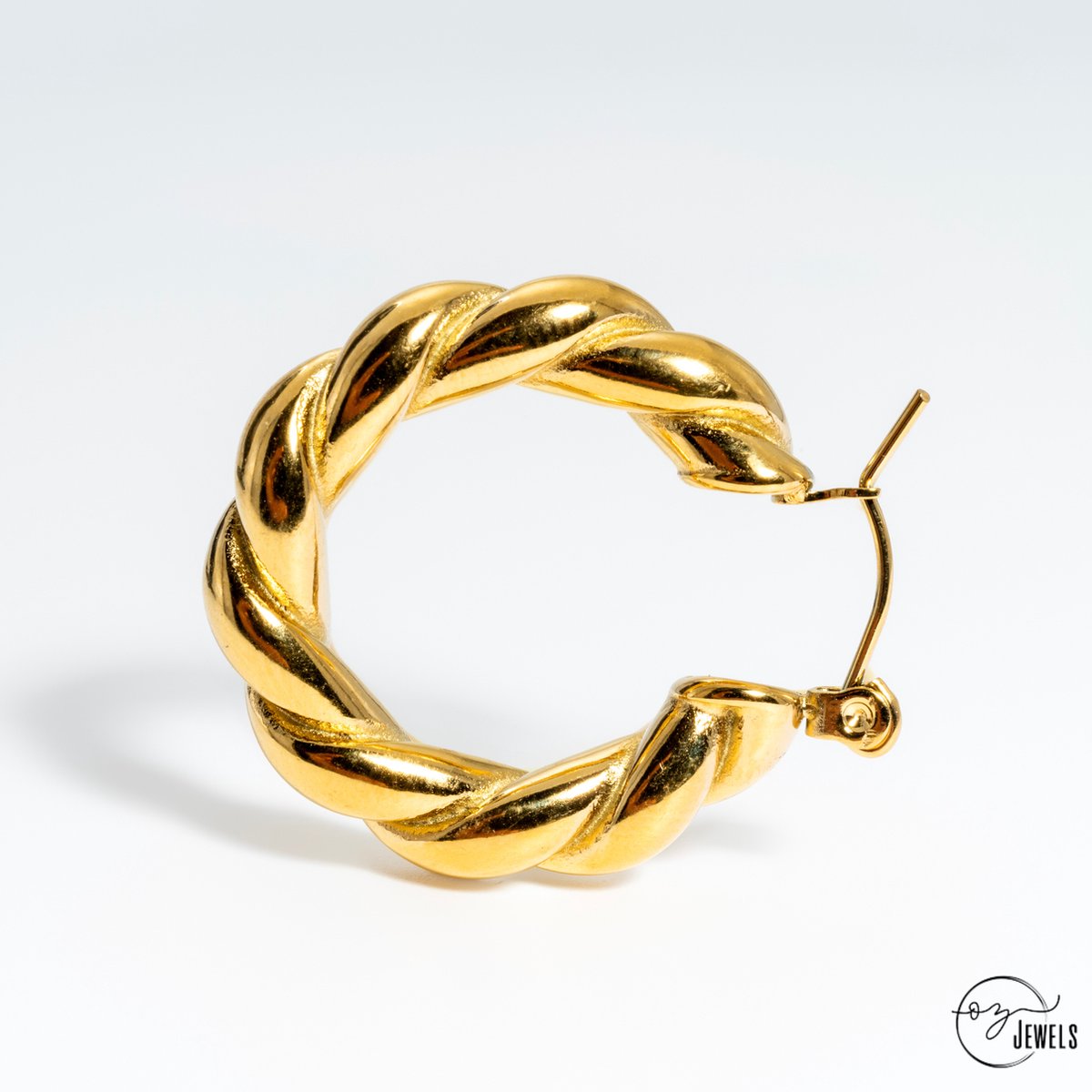 OZ Jewels – Gevlochten Oorringen – 18K Verguld – Vrouwen