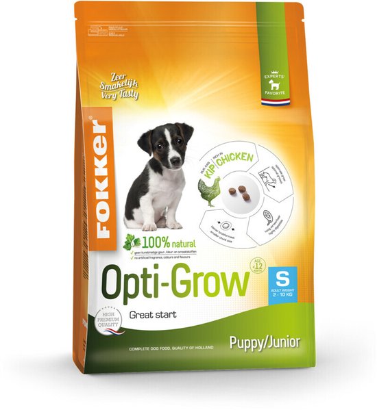 Fokker Opti-Grow Hondenvoer S - 3 x 2,5 kg - Voordeelverpakking