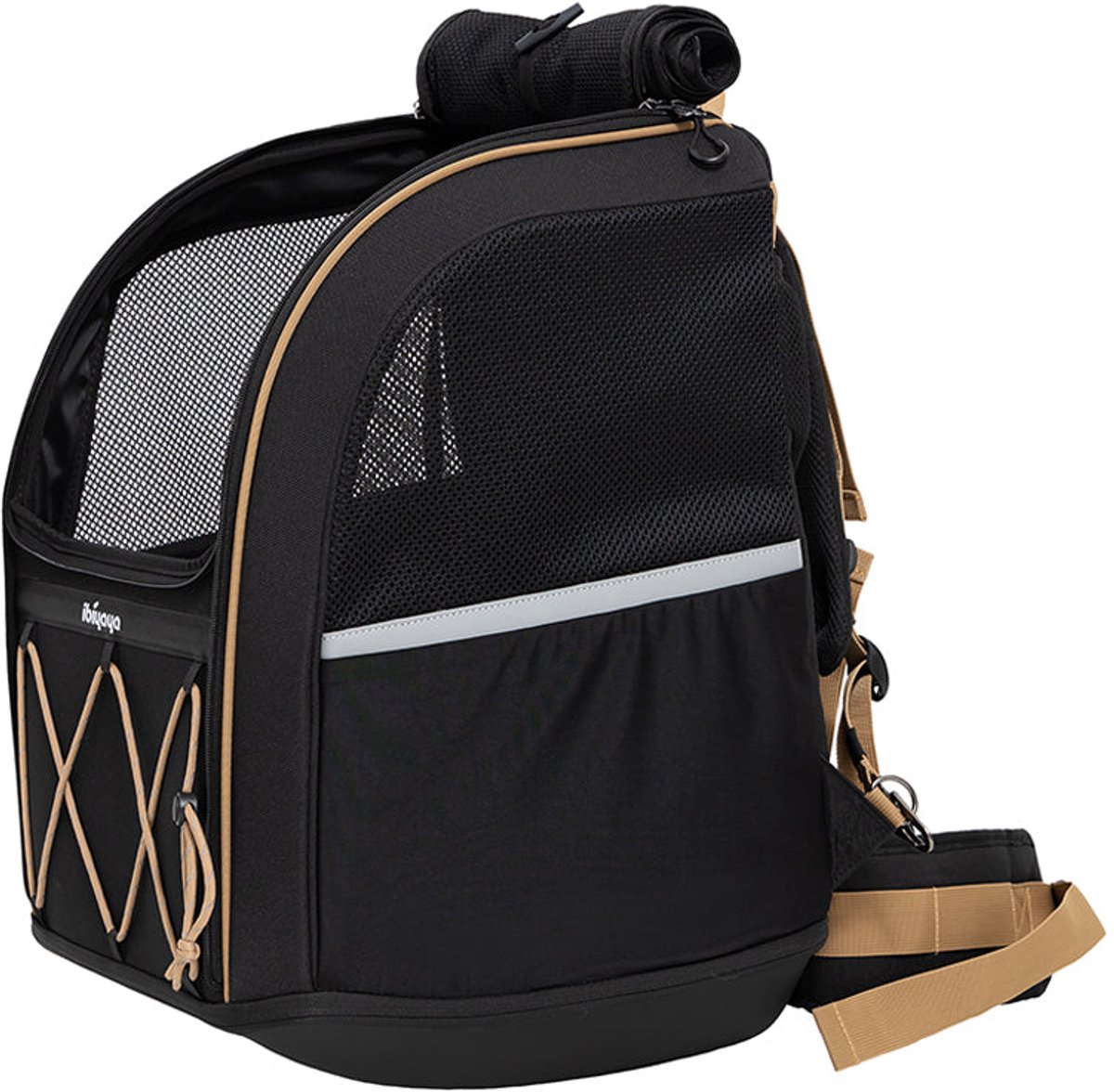 Ibiyaya Champion Large Dog Carrier Backback - Zwart -Super stevige draagtas voor honden - H55 x B39 x L38