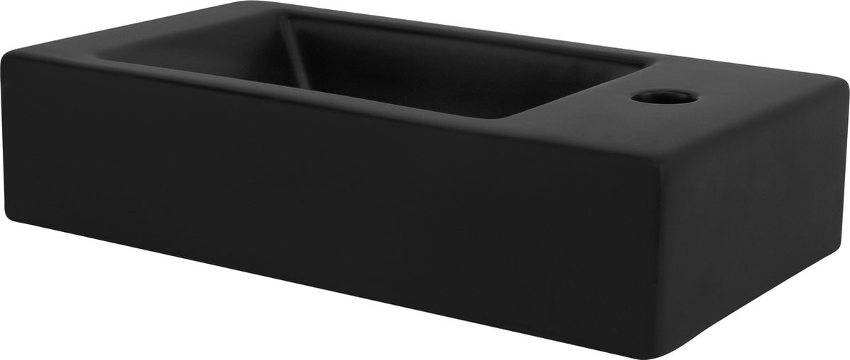 Wastafel Rechthoekig Vorm 46x26x11 cm Zwart Keramisch ML-Design