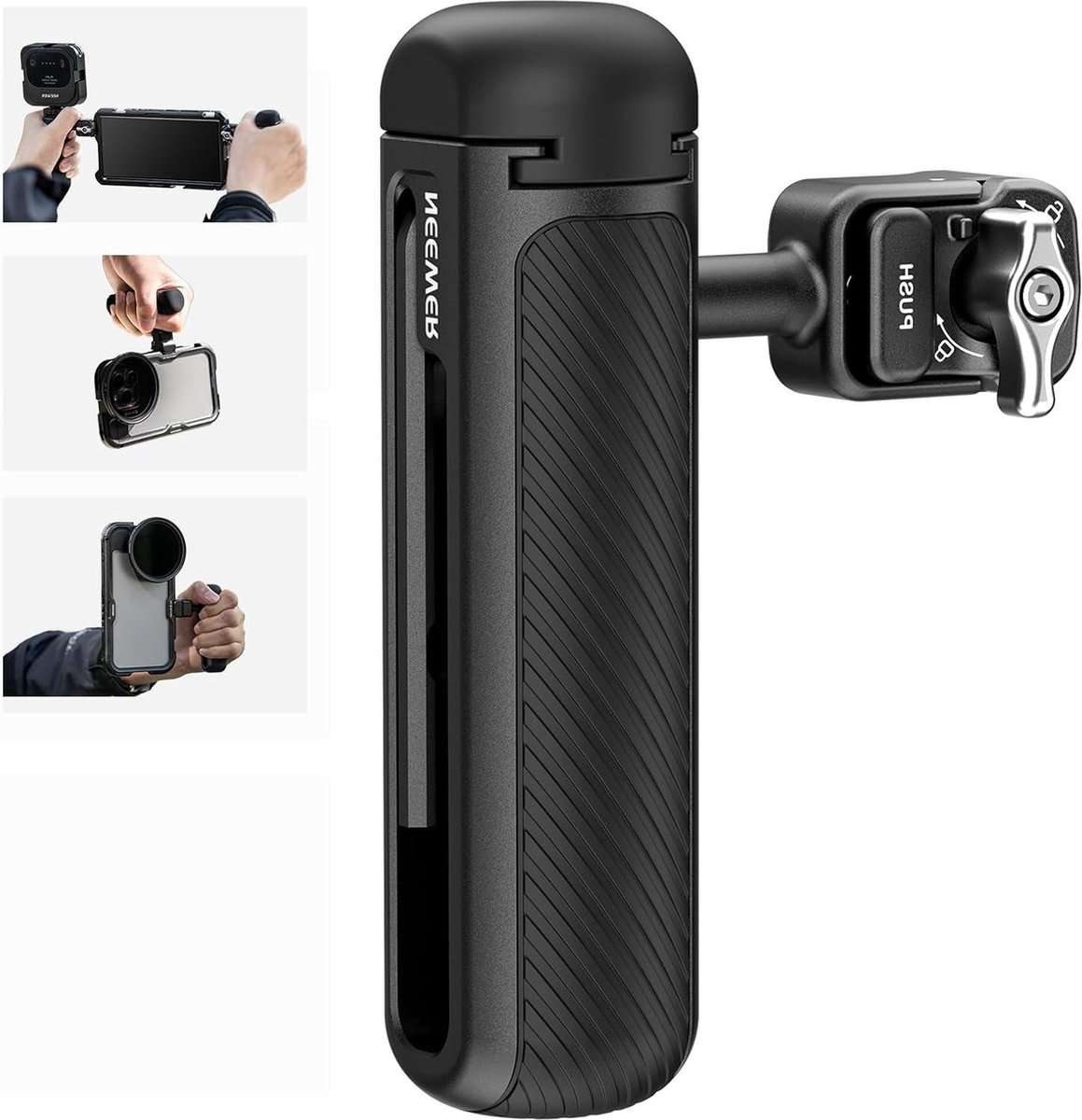 Quick Release zijhandgreep voor telefoonkooi PA073 PA074 voor iPhone 16 Pro/16 Pro Max en Samsung S24 Ultra met bedekte koude schoen en anti-off-pin - Zilveren slot PA045S