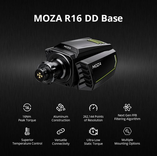 Moza Racing R16 stuurbasis - Direct Drive - PC van Moza Racing — afbeelding 4