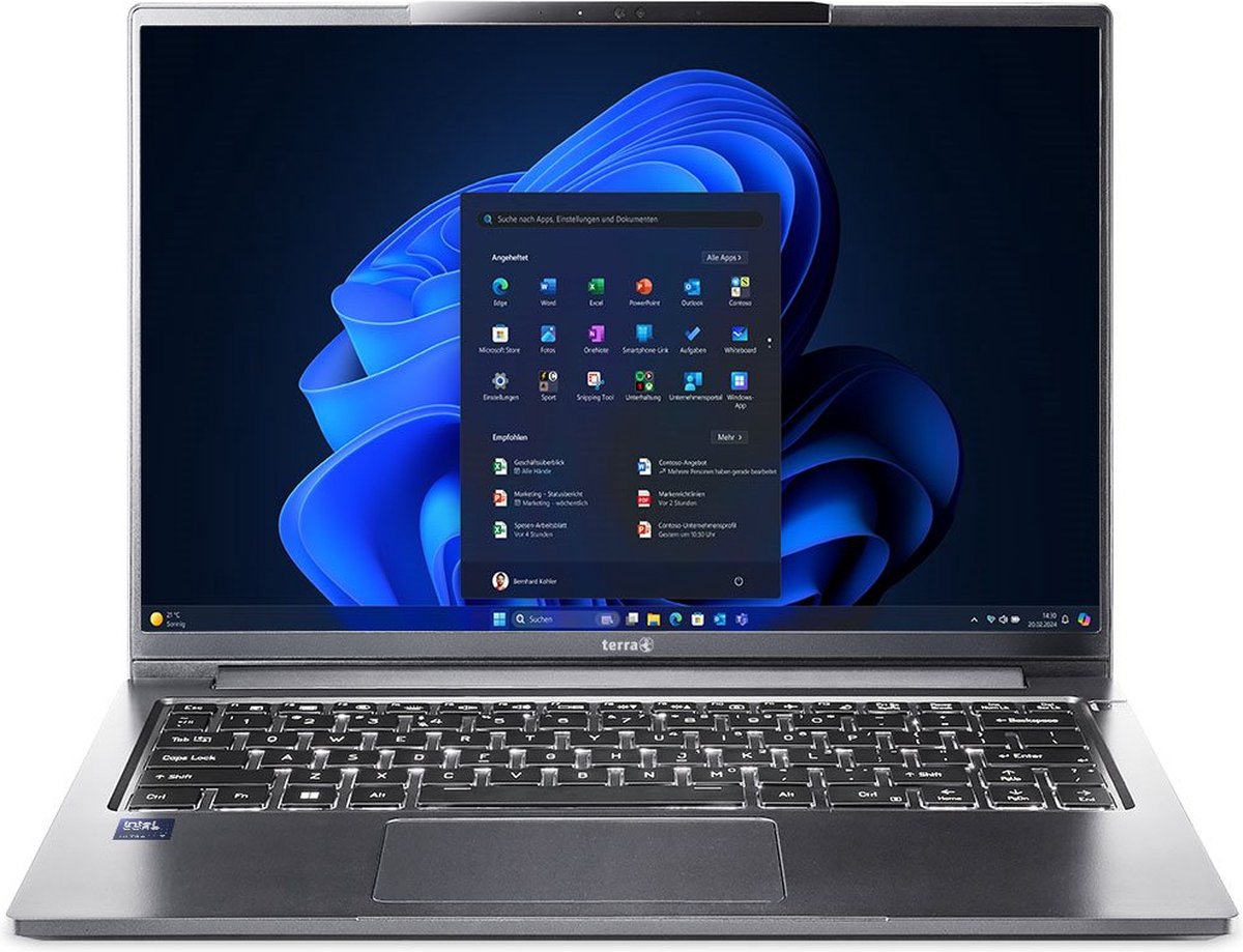 TERRA MOBILE 1471 Intel Core Ultra 5 125U Laptop 35,6 cm (14") WUXGA 16 GB DDR5-SDRAM 500 GB SSD Wi-Fi 6E (802.11ax) Windows 11 Pro Grijs