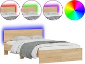 vidaXL - Cadre de lit - avec - tête de lit - et - LED - sonoma - chêne - 120x200 - cm
