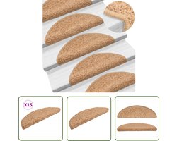 vidaXL Antislip Matten - Trapmatten - Trapmatten 15 st 56x17x3 cm beige - Trappen Bekleden - Vloerbedekking Trap - Polypropyleen Matten