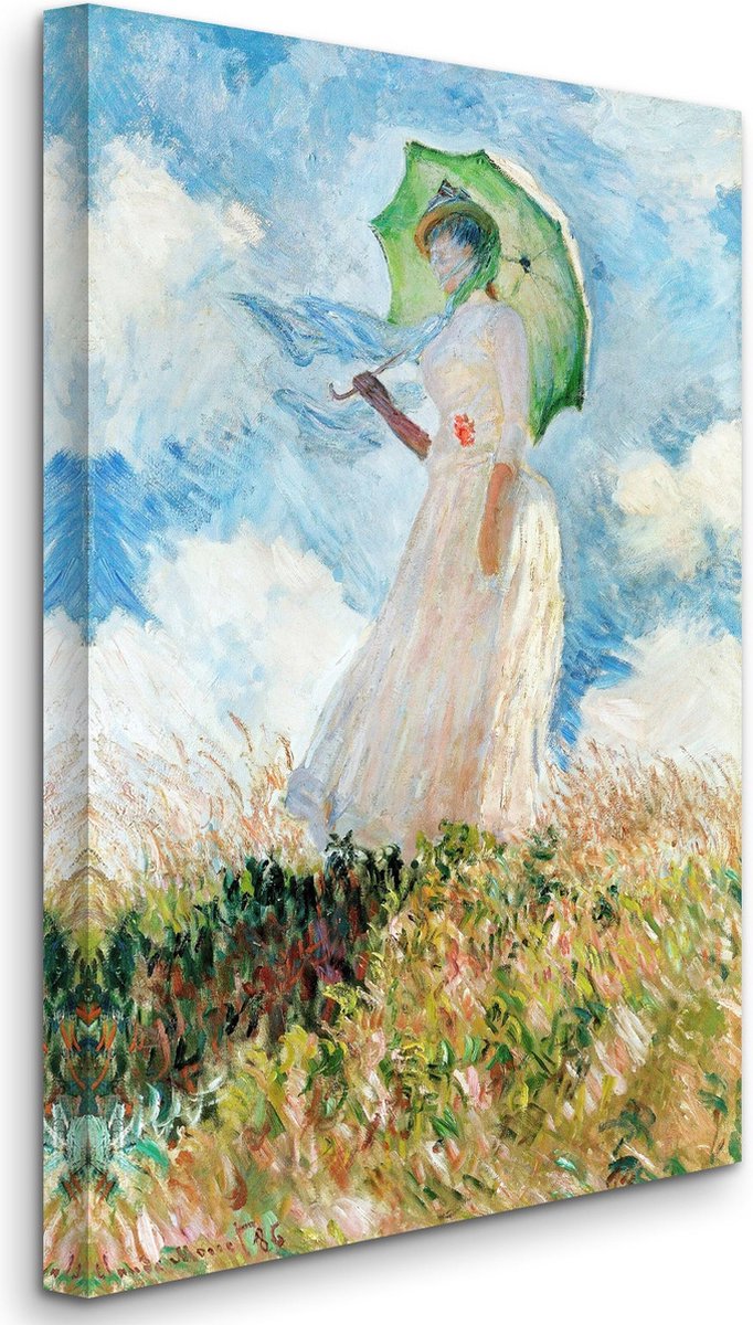 Claude Monet - Study of a Figure Outdoors, Woman with a Parasol, facing left - Studie van