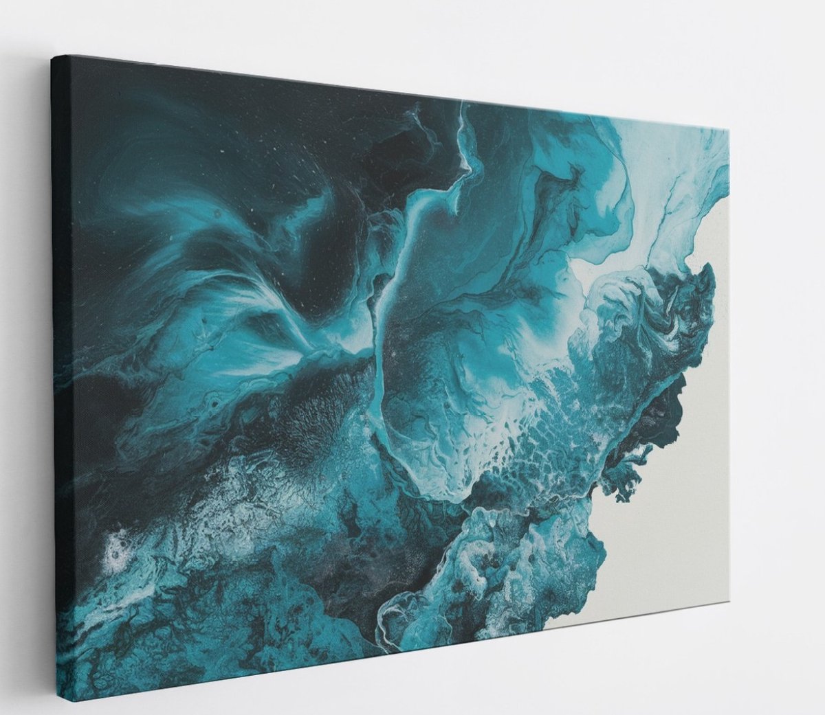 Saammp Canvas Schilderij - Blauwe golfen - Abstract - 90x60 - Foto op canvas - Wanddecoratie - Muurdecoratie Woonkamer - Slaapkamer decoratie - Canvas Print Multicolor