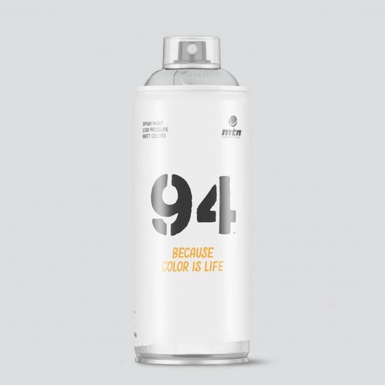 MTN94 Grey aérosol - 400 ml de peinture en aérosol basse pression et finition mate - Peinture graffiti pour de nombreuses utilisations telles que le bricolage, le bricolage, le graffiti, les loisirs et l'art